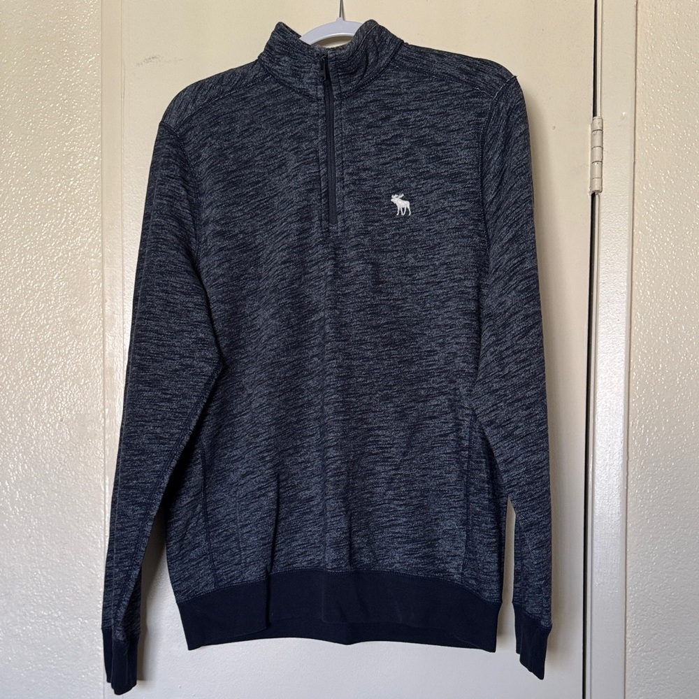Abercrombie & Fitch Men's Navy Zip-Up Sweater